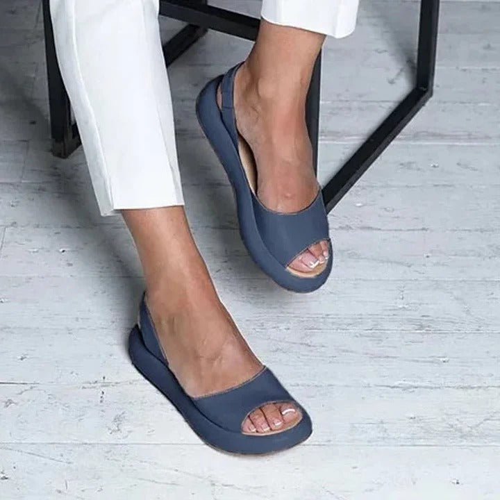 Womens Open-Toe Sandals with Elastic Band and Arch Support, Lightweight TPR Sole