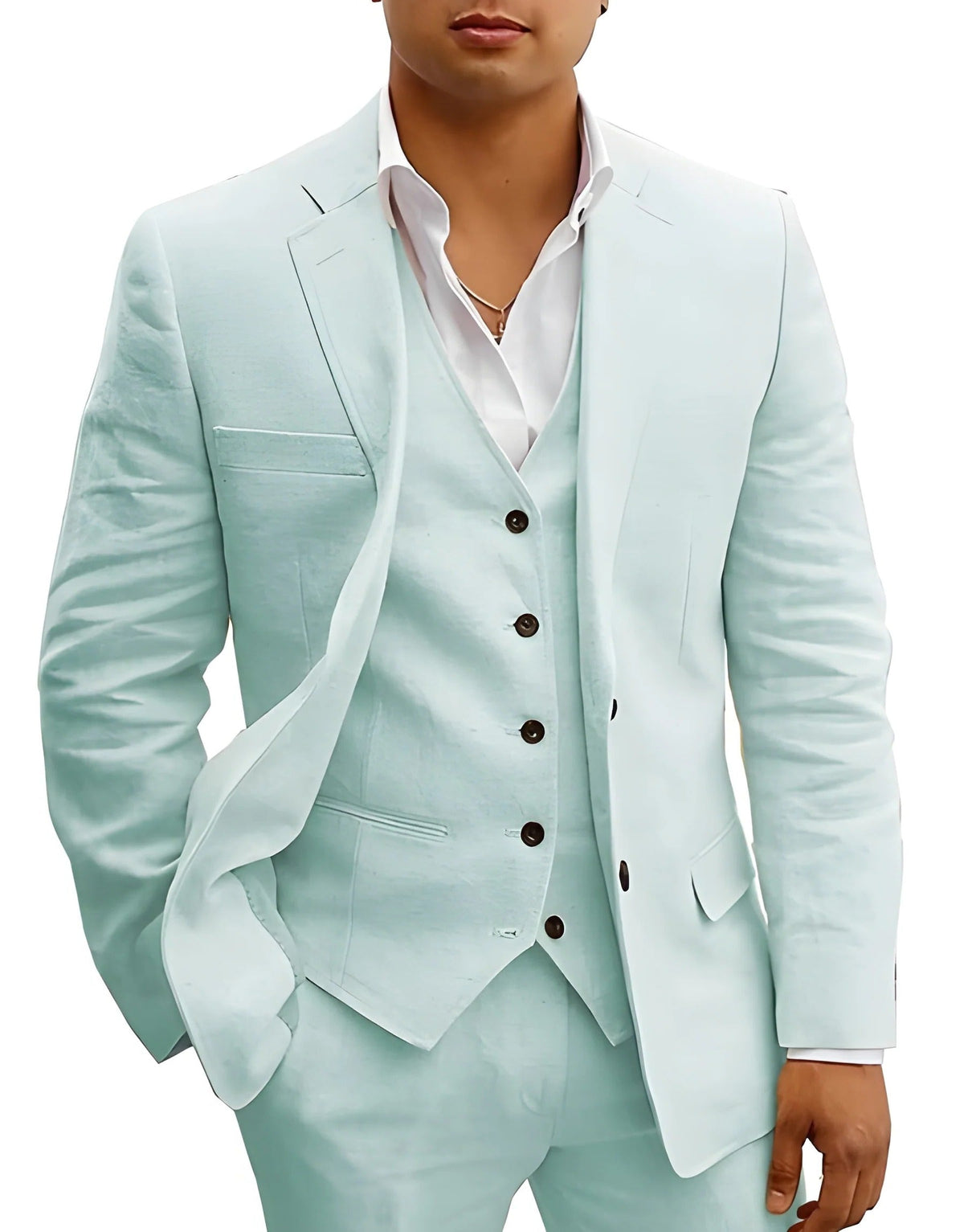 Lightweight Three-Piece Suit with Jacket, Waistcoat and Trousers for Summer Events
