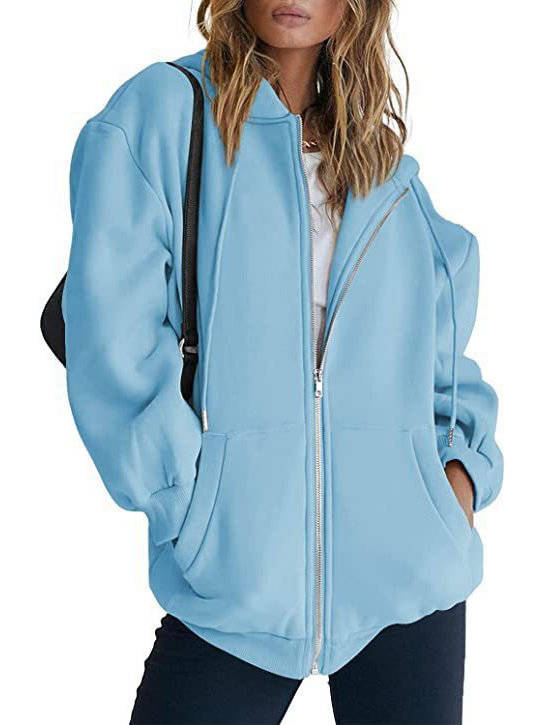 Womens Oversized Zip Up Hoodie - Fleece Sweatshirt Jacket with Pockets