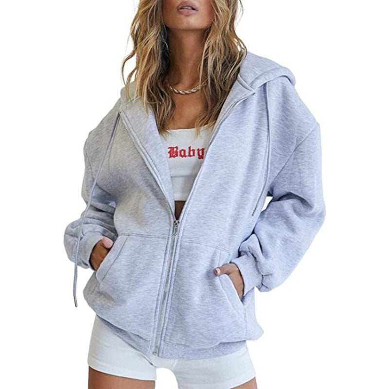 Womens Oversized Zip Up Hoodie - Fleece Sweatshirt Jacket with Pockets