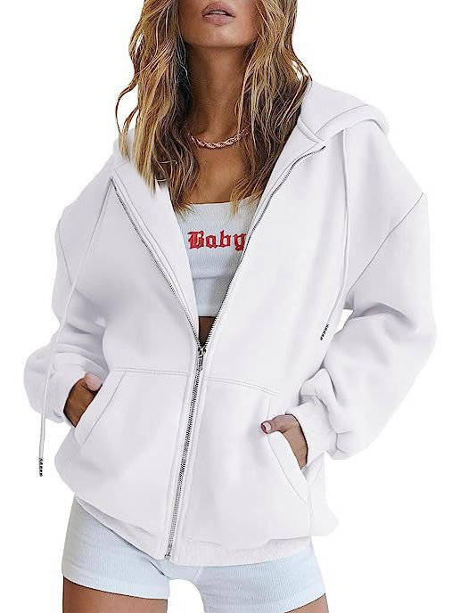Womens Oversized Zip Up Hoodie - Fleece Sweatshirt Jacket with Pockets
