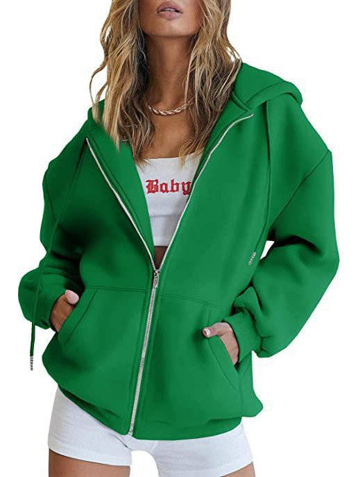 Womens Oversized Zip Up Hoodie - Fleece Sweatshirt Jacket with Pockets