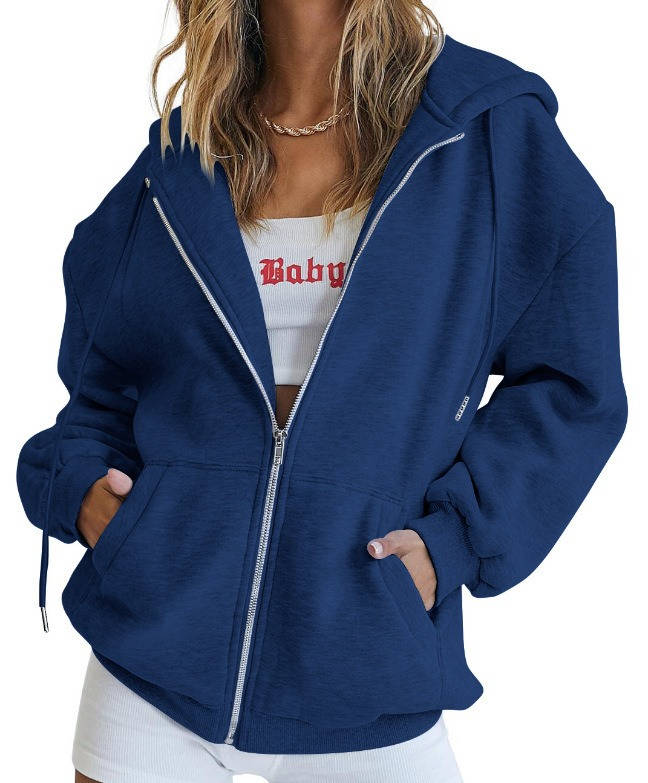Womens Oversized Zip Up Hoodie - Fleece Sweatshirt Jacket with Pockets