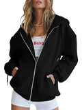 Womens Oversized Zip Up Hoodie - Fleece Sweatshirt Jacket with Pockets