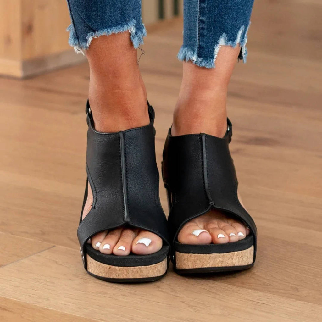 Suede Wedge Sandals, Fashionable Platform Sandals for Casual and Dressy Occasions