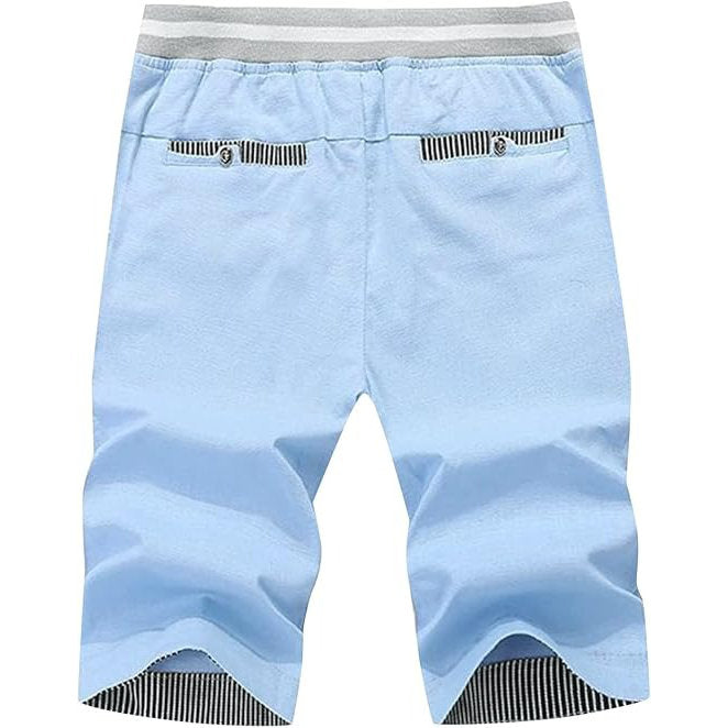 Mens Casual Beach Shorts, Drawstring Summer Swim Trunks, Lightweight Elastic Waistboard Shorts with Pockets