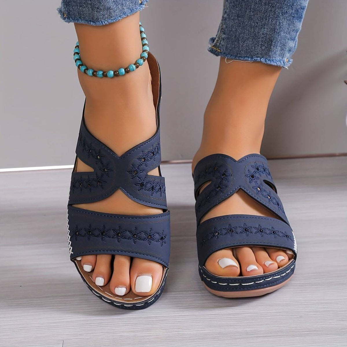 Wedge Slide Sandals with Memory Foam Footbed for Daily Walking