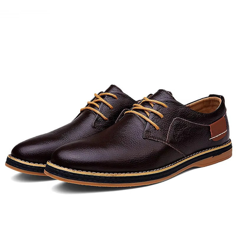 Mens Leather Oxford Shoes, Lace Up Casual Dress Shoes, Comfortable Textured Walking Shoes