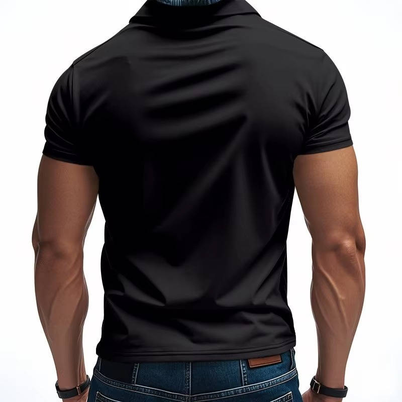 Mens Casual Polo Shirt, Business Casual Short Sleeve Tee, Lightweight Slim Fit Solid Color Polo Top