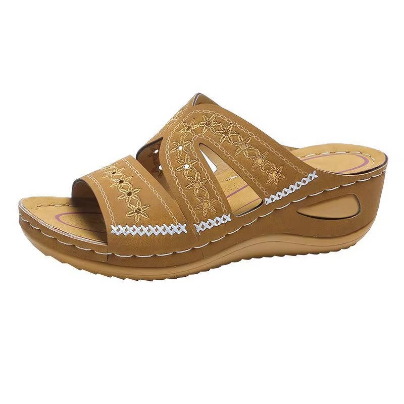 Wedge Slide Sandals with Memory Foam Footbed for Daily Walking