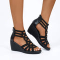 Womens Orthopedic Wedge Sandals, Rhinestone Hollow Out Gladiator Shoes, Casual Open Toe Comfortable Summer Sandals