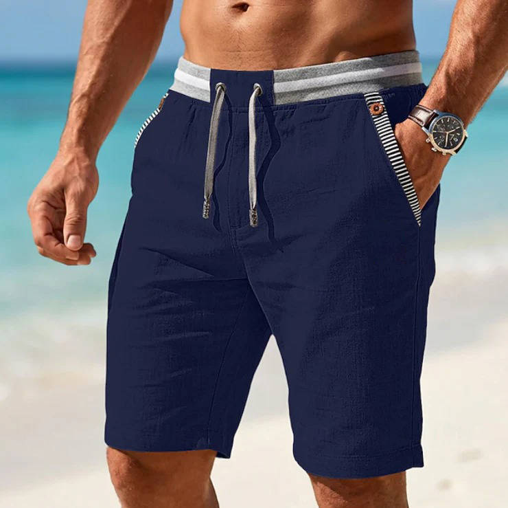 Mens Casual Beach Shorts, Drawstring Summer Swim Trunks, Lightweight Elastic Waistboard Shorts with Pockets