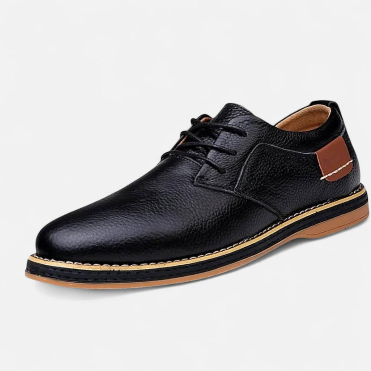 Mens Leather Oxford Shoes, Lace Up Casual Dress Shoes, Comfortable Textured Walking Shoes