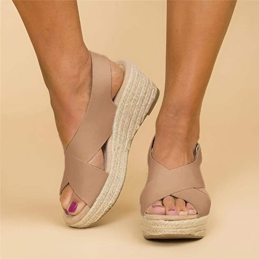 Orthopedic Wedge Sandals for Women with Adjustable Cross Straps and Arch Support