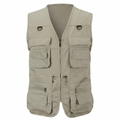 Sleeveless Hiking Vest with Multiple Pockets and Detachable Back Panel, Mesh Lined