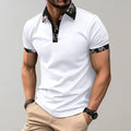 Short Sleeve Polo Shirt with Traditional Collar and Ribbed Cuffs for Men