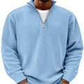 Half-Zip Sweater with Ribbed Texture and Relaxed Fit, Long Sleeves