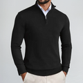Mens Quarter-Zip Sweater with Ribbed Knit Details and Modern Fitted Cut