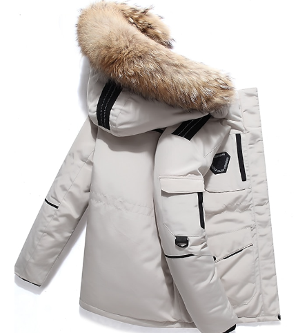 Hooded Winter Parka Jacket for Men with Storm Flap and Insulated Lining
