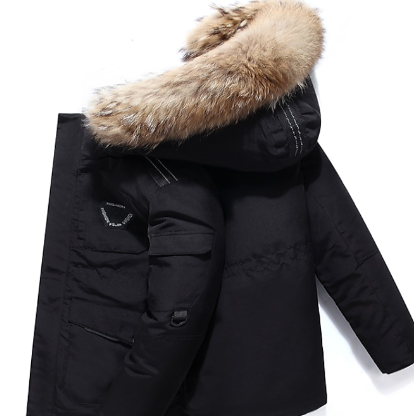 Hooded Winter Parka Jacket for Men with Storm Flap and Insulated Lining