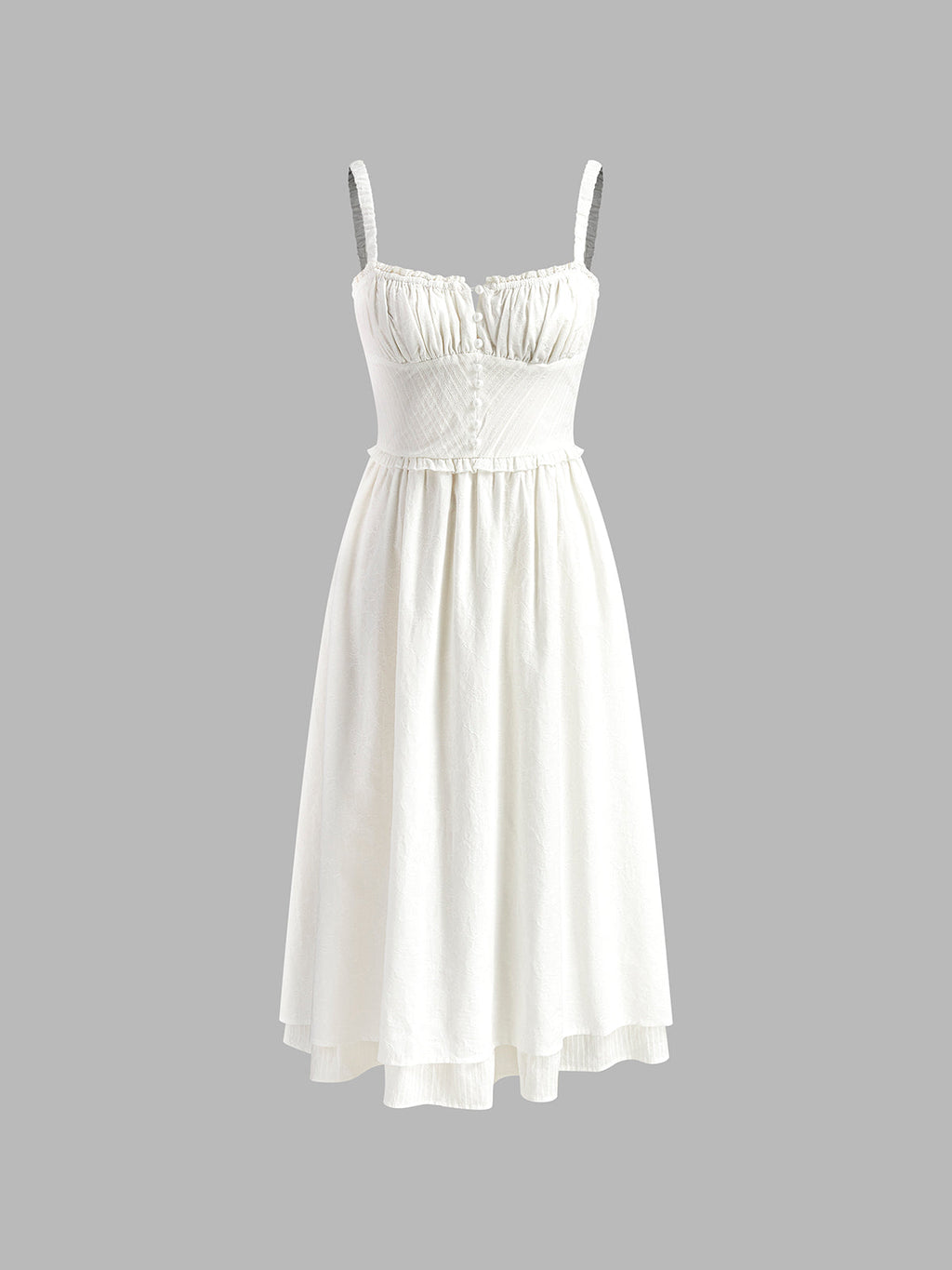 Sleeveless Midi Dress with Low-Cut Neckline and Cotton Blend Fabric